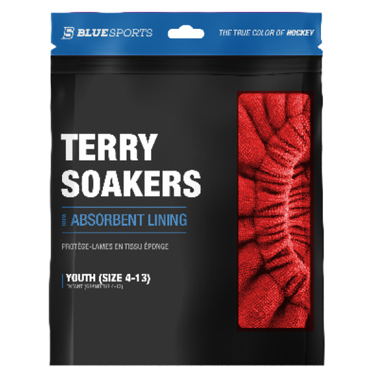 Classic terry cloth Blue Sports Soakers shown in Red – absorbs moisture and prevents rust