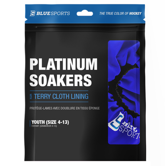 Blue Sports Platinum Soakers with thick padding and premium terry lining for skate blade protection. Blue.