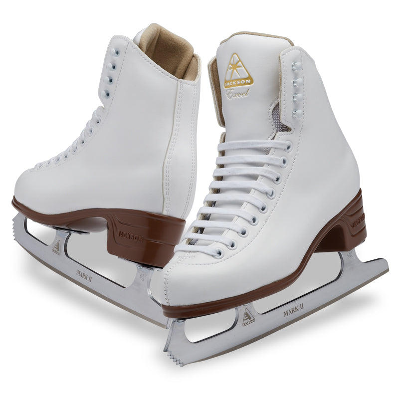 Jackson JS1290 Excel women’s white figure skates with Mark II blade and cushioned lining