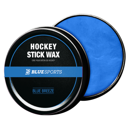 Puck-style container of Blue Sports Hockey Stick Wax for blade grip and moisture protection. Scent: Blue Breeze.
