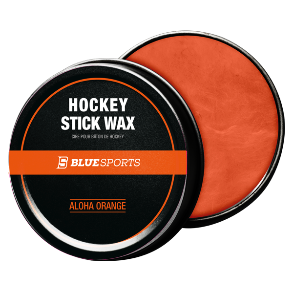 Puck-style container of Blue Sports Hockey Stick Wax for blade grip and moisture protection. Scent: Aloha Orange.