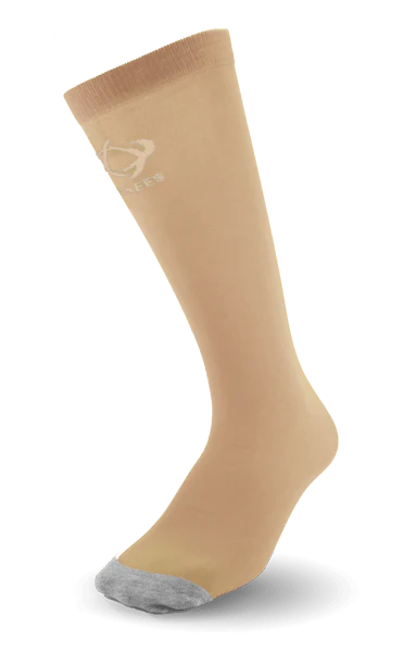 Ultra-thin Thinees skating socks in Beige. Sleek and breathable material designed for figure and hockey skaters