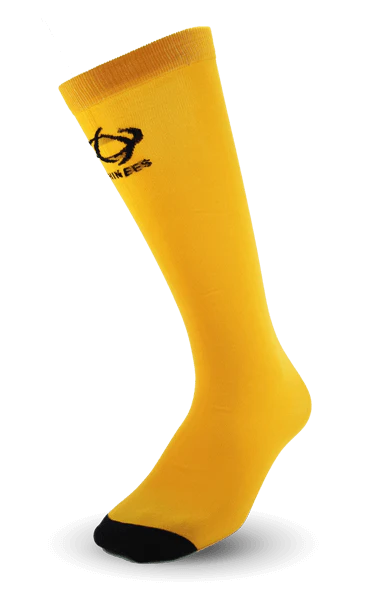 Ultra-thin Thinees skating socks in Boston Yellow. Sleek and breathable material designed for figure and hockey skaters