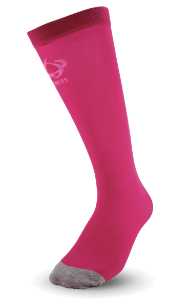 Ultra-thin Thinees skating socks in Fuchsia. Sleek and breathable material designed for figure and hockey skaters
