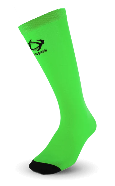 Ultra-thin Thinees skating socks in Neon Green. Sleek and breathable material designed for figure and hockey skaters