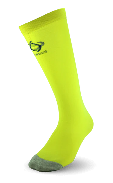 Ultra-thin Thinees skating socks in Neon Yellow. Sleek and breathable material designed for figure and hockey skaters