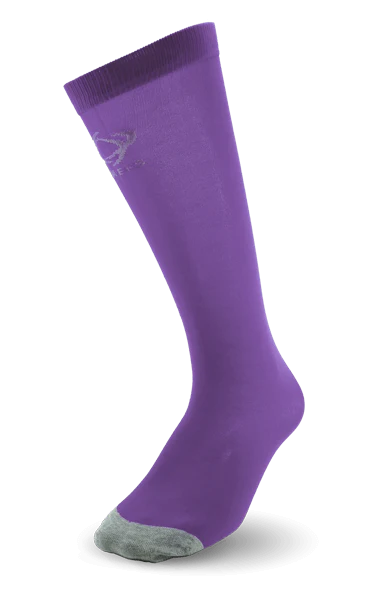 Ultra-thin Thinees skating socks in Purple. Sleek and breathable material designed for figure and hockey skaters
