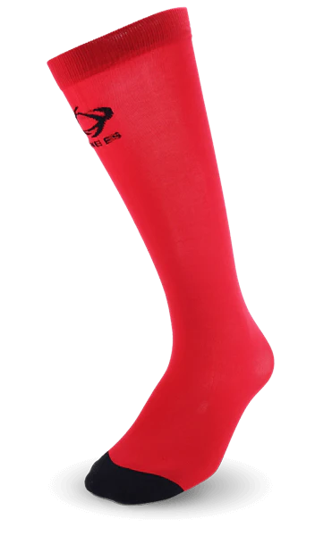Ultra-thin Thinees skating socks in Red. Sleek and breathable material designed for figure and hockey skaters