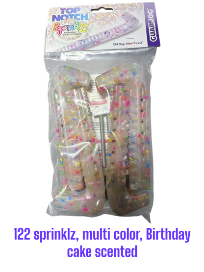 Sprinklz Multi-Color Birthday Cake Hard plastic Centi skate guards in a 2-piece adjustable design for hockey skates
