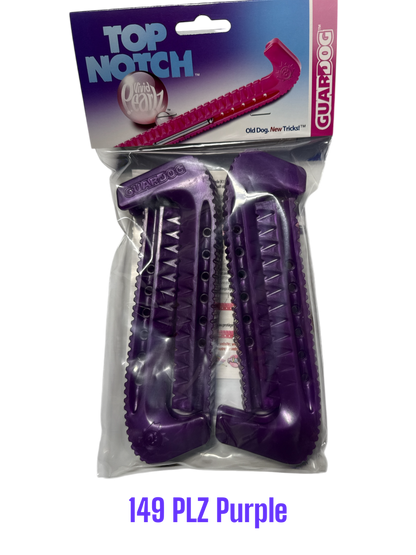 Pearlz Purple Hard plastic Centi skate guards in a 2-piece adjustable design for hockey skates