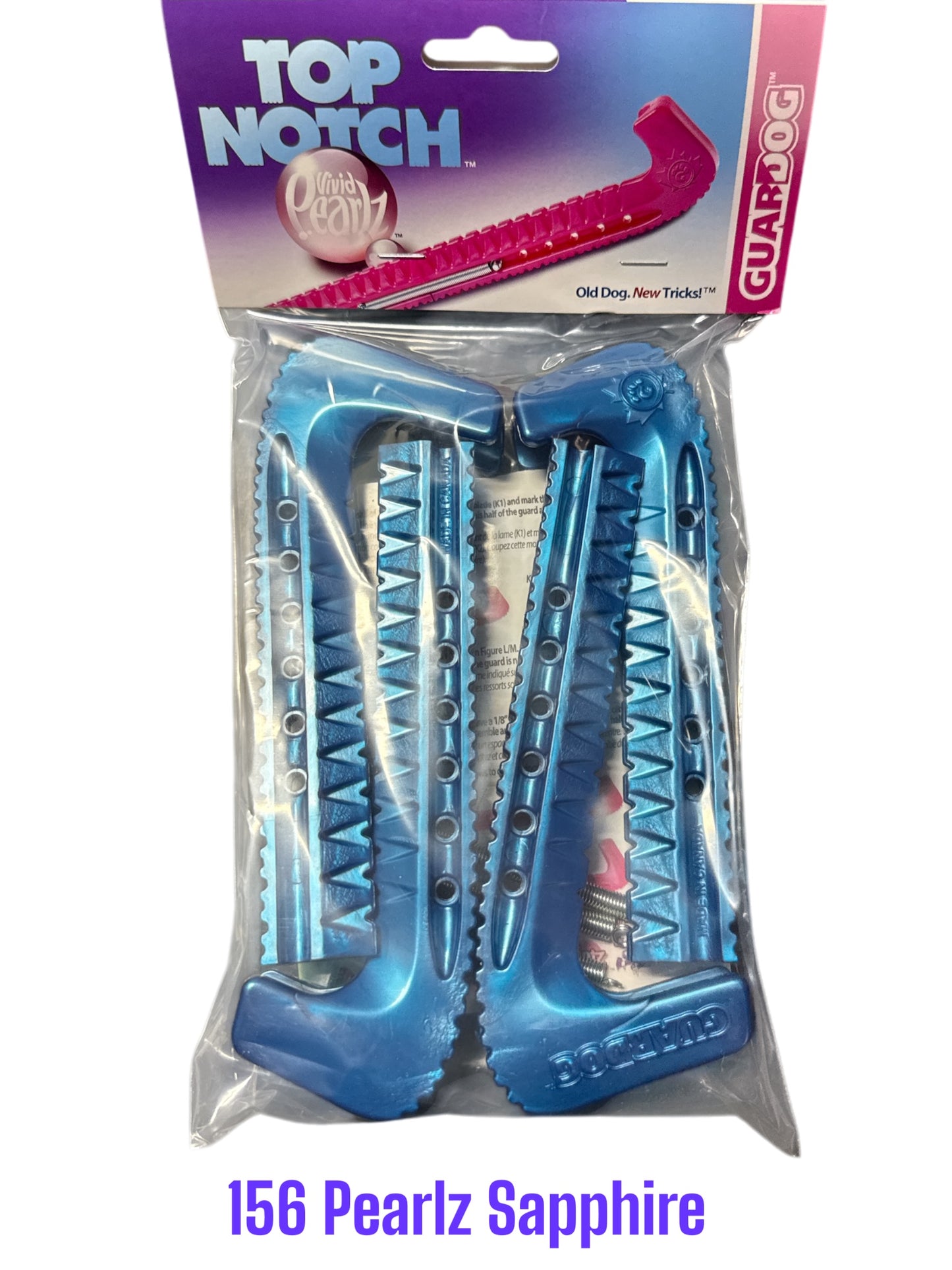 Pearlz Sapphire Hard plastic Centi skate guards in a 2-piece adjustable design for hockey skates