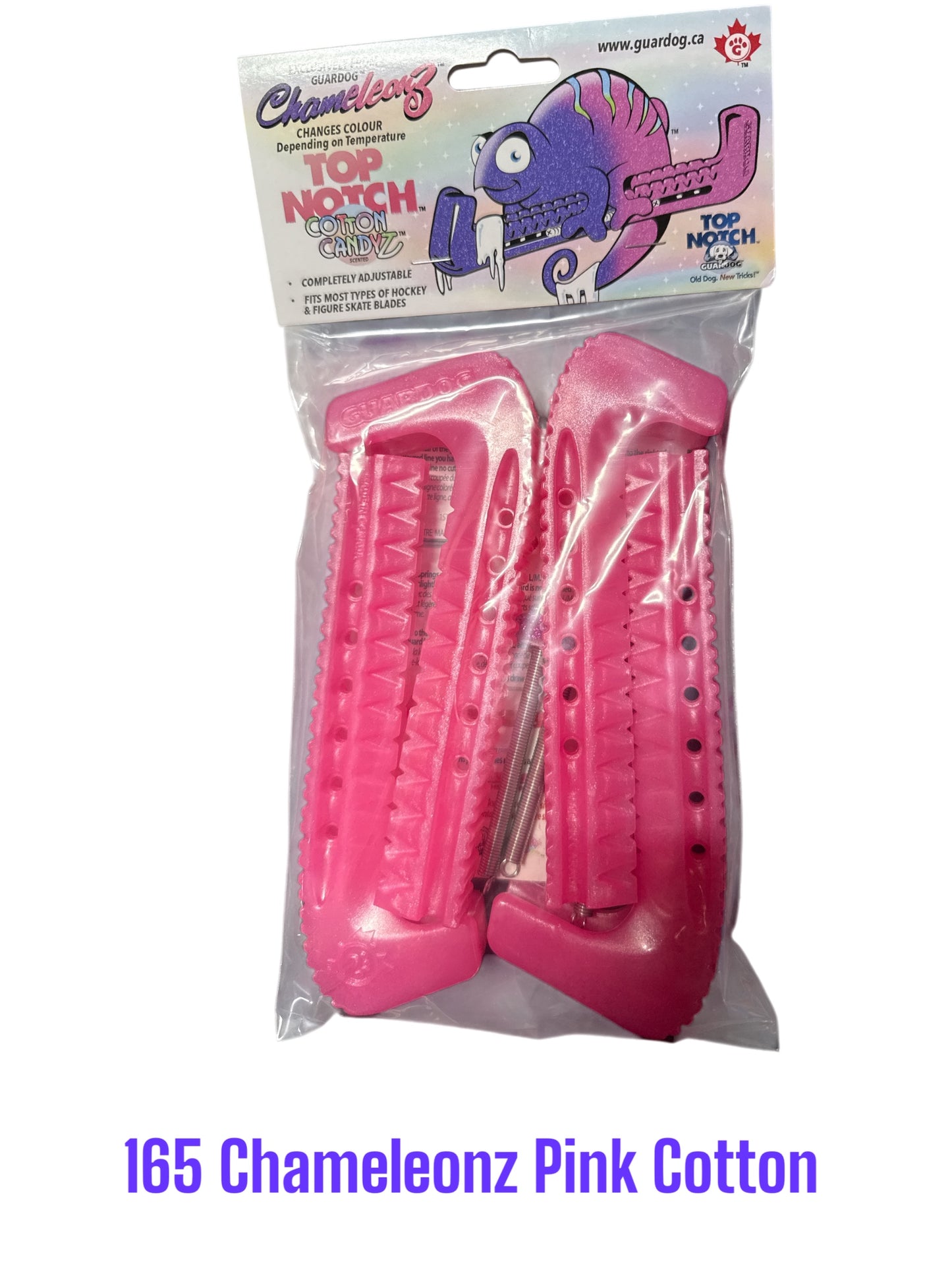 CMZ Pink Cotton Candy Hard plastic Centi skate guards in a 2-piece adjustable design for hockey skates