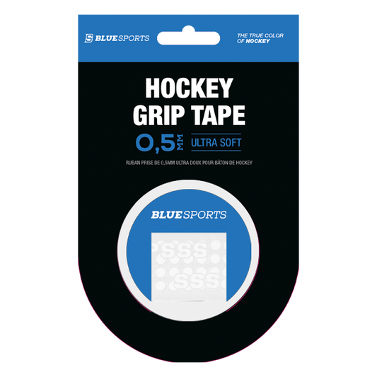 Reusable Blue Sports Gripsss stick grip in packaging. Designed to replace hockey tape and enhance puck control